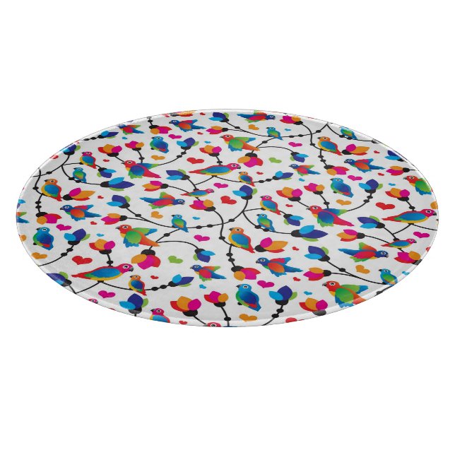 cute colourful parrot bird cutting board (Corner)