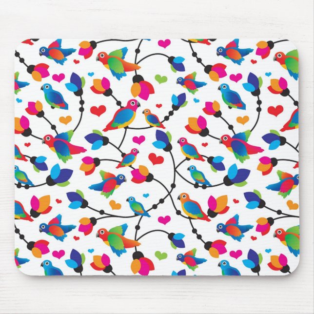 cute colourful parrot bird mouse pad (Front)
