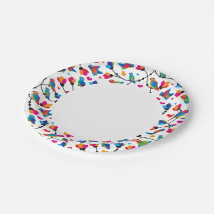 cute colourful parrot bird paper plate