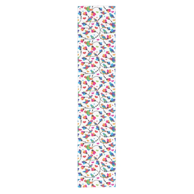 cute colourful parrot bird short table runner (Front)