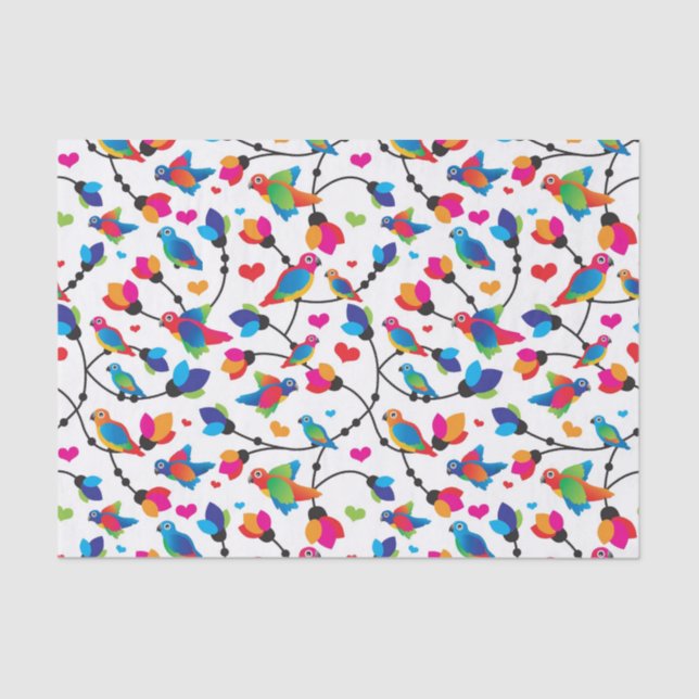 cute colourful parrot bird tissue paper (Front)