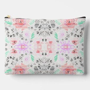 Cute colourful pastel floral aztec accessory pouch
