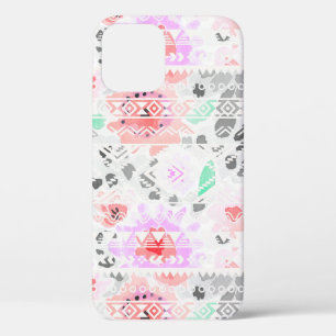Cute colourful pastel floral aztec iPhone 12 pro case