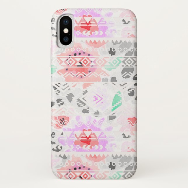 Cute colourful pastel floral aztec Case-Mate iPhone case (Back)