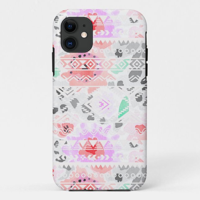 Cute colourful pastel floral aztec Case-Mate iPhone case (Back)