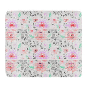 Cute colourful pastel floral aztec cutting board