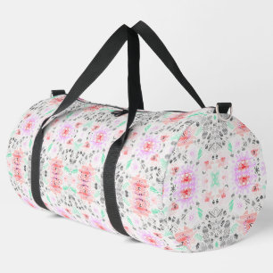 Cute colourful pastel floral aztec duffle bag