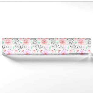 Cute colourful pastel floral aztec nameplate
