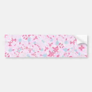 Cute colourful pastel floral pattern bumper sticker