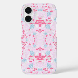 Cute colourful pastel floral pattern iPhone 16 case