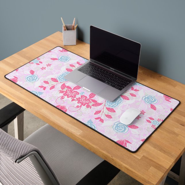Cute colourful pastel floral pattern desk mat (Office 2)