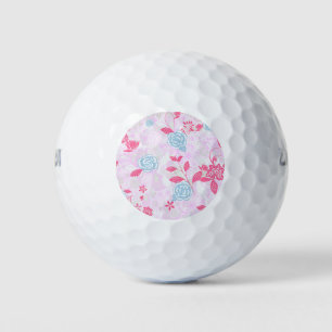 Cute colourful pastel floral pattern golf balls