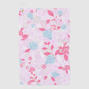 Cute colourful pastel floral pattern golf towel
