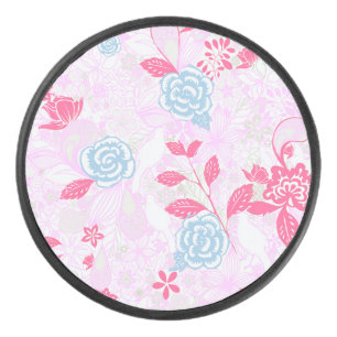 Cute colourful pastel floral pattern Low-Top sneak Hockey Puck