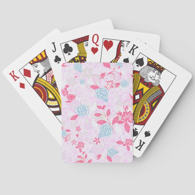 Cute colourful pastel floral pattern Low-Top sneak Playing Cards (Back)