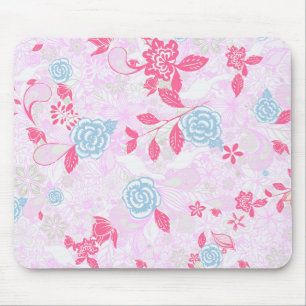 Cute colourful pastel floral pattern mouse pad
