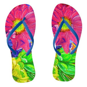 Cute colourful pastel flowers jandals