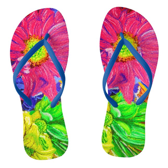Cute colourful pastel flowers jandals (Footbed)