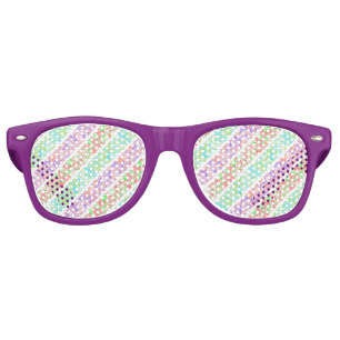 Cute colourful pastel flowers stripes retro sunglasses