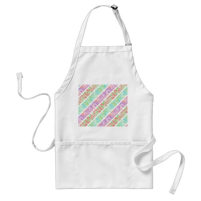 Cute colourful pastel flowers stripes standard apron (Front)