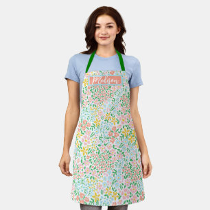 Cute Colourful Pastel Garden Flower Pattern Apron