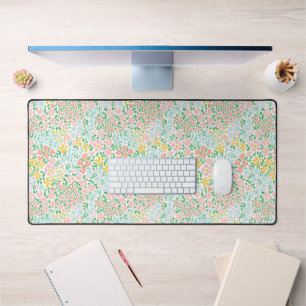 Cute Colourful Pastel Garden Flower Pattern Desk Mat