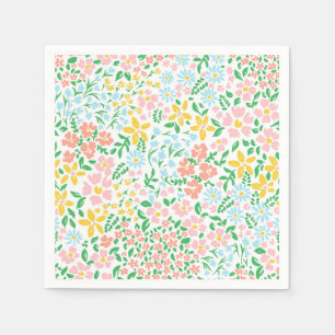 Cute Colourful Pastel Garden Flower Pattern Napkin