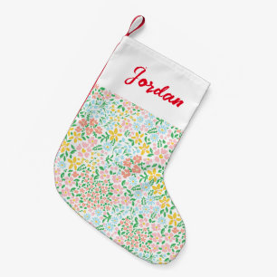 Cute Colourful Pastel Garden Flower Pattern Small Christmas Stocking