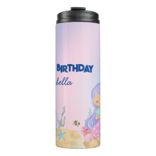 Cute colourful pastel mermaid Rainbow Birthday  Thermal Tumbler