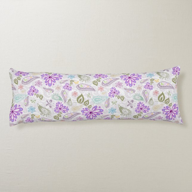 Cute colourful pastel paisley patterns body cushion (Back)