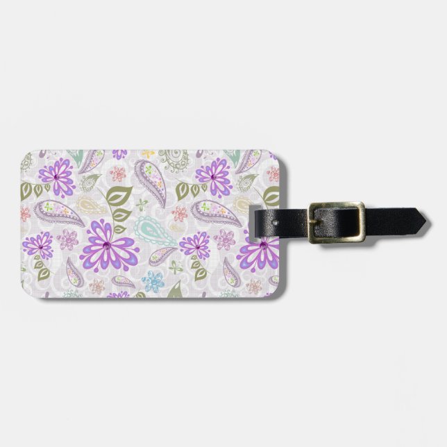Cute colourful pastel paisley patterns luggage tag (Front Horizontal)