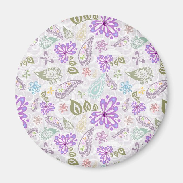 Cute colourful pastel paisley patterns magnet (Front)