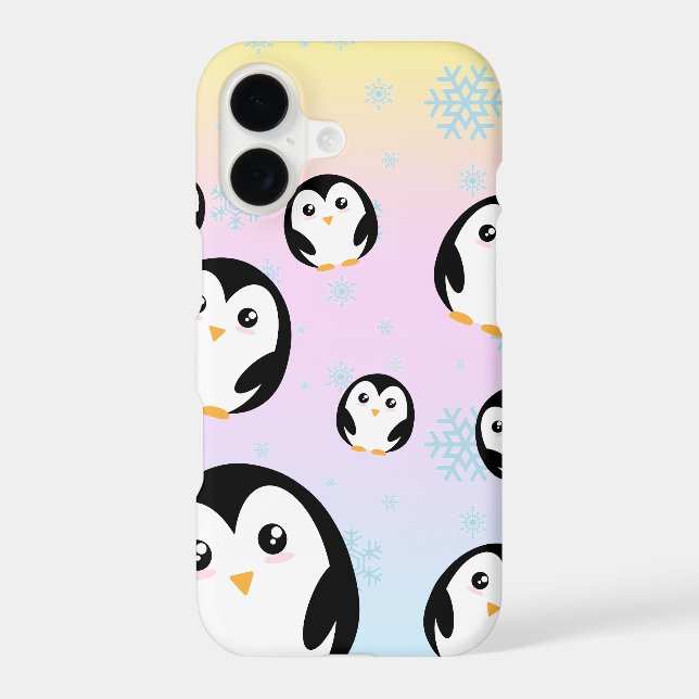 Cute colourful pastel penguin gradient pattern iPhone case (Back)