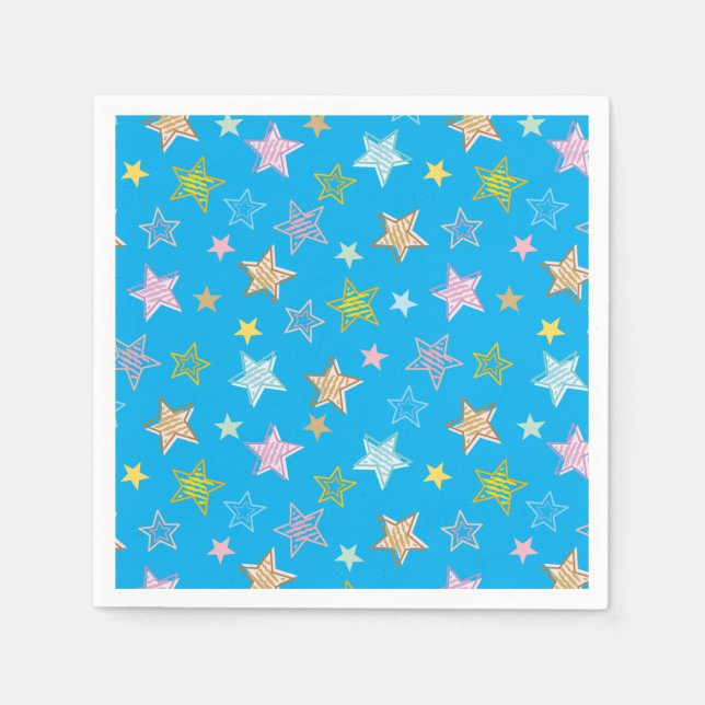 Cute Colourful Pastel Stars Pattern Napkin (Front)
