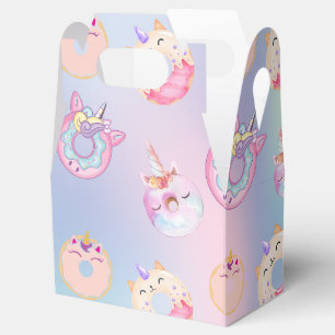 Cute colourful pastel Unicorns Rainbow Doughnuts Favour Box