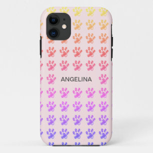 Cute colourful paws on light pink Case-Mate iPhone case