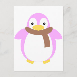 Cute Colourful Penguin in Scarf Postcard
