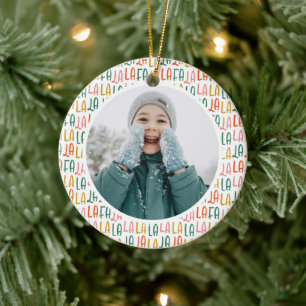 Cute colourful personalised Christmas holiday phot Ceramic Tree Decoration
