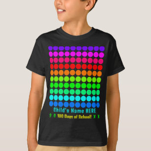 Cute Colourful Personalised Kids 100 Days of Schoo T-Shirt