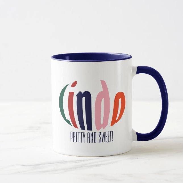 Cute Colourful Personalised "Linda" Name, Circle Mug (Right)