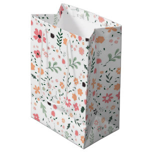 Cute Colourful Pink Girly Party Celebration Flower Medium Gift Bag