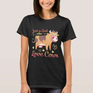 Cute Colourful Pink Hearts Cows Lover T-Shirt