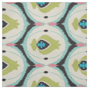 Cute colourful pink mint ikat tribal patterns fabric