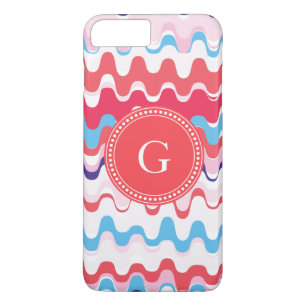 Cute colourful pink red abstract pattern monogram Case-Mate iPhone case