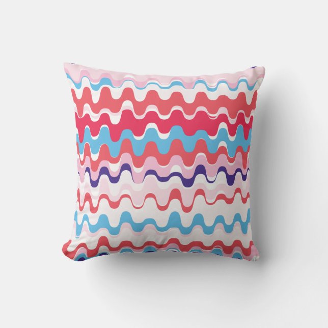 Cute colourful pink red abstract pattern monogram cushion (Front)