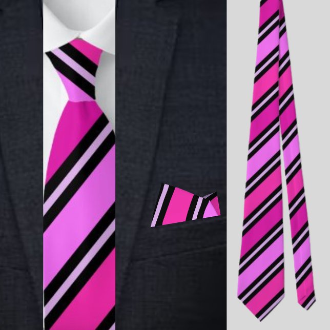 Cute Colourful Pink Stripes Pattern          Tie (Creator Uploaded)