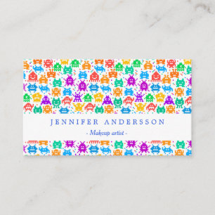 Cute colourful pixelated monsters patterns business card