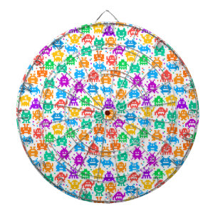 Cute colourful pixelated monsters patterns dartboard