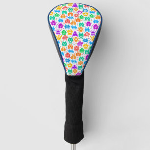 Cute colourful pixelated monsters patterns golf head cover