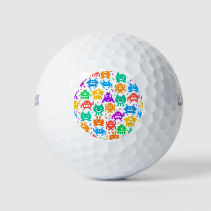 Cute colourful pixelated monsters patterns tablecl golf balls